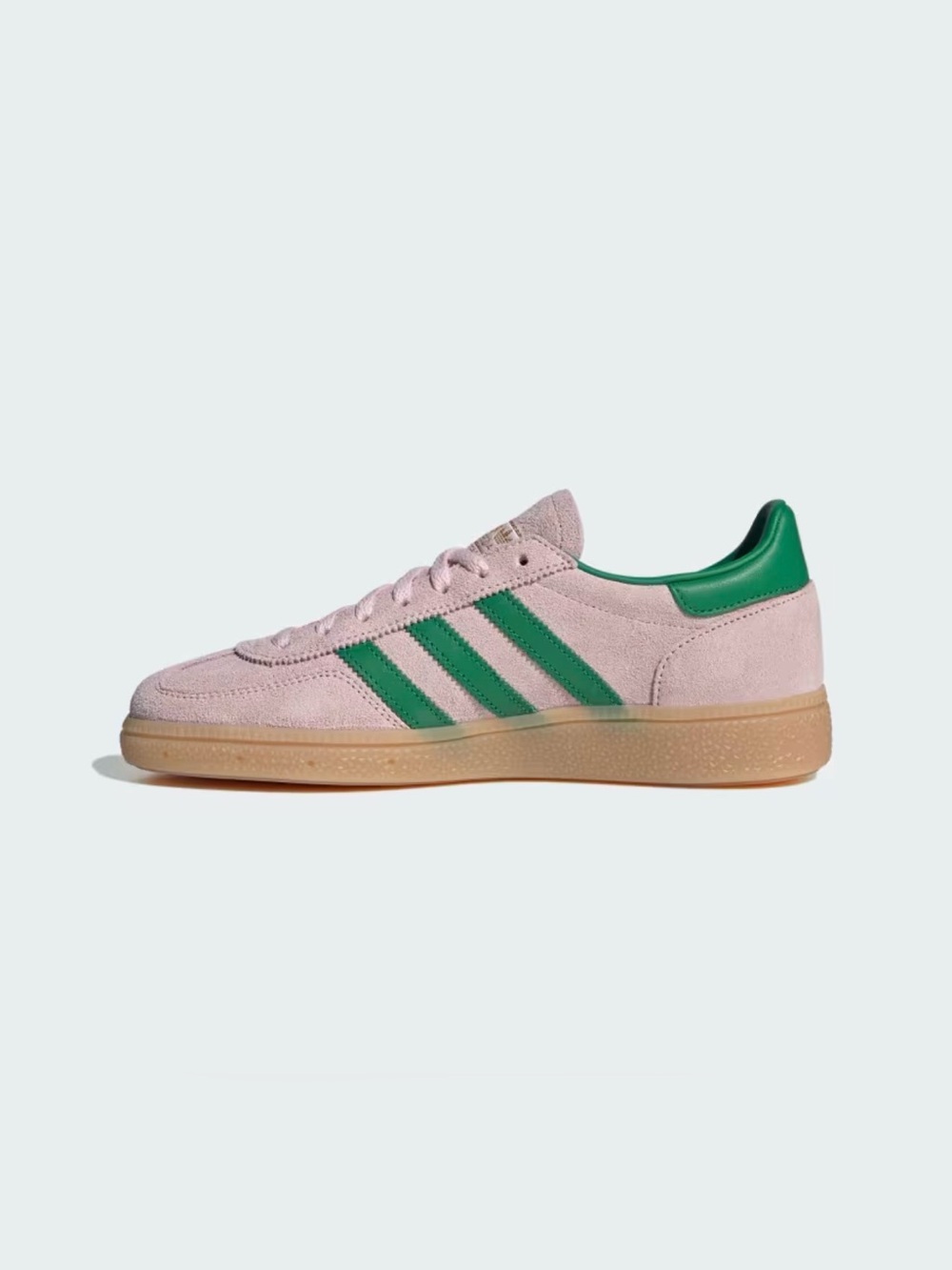 adidas Originals Pink Suede Spezial with Green Stripes and Gum Sole - Picture 2 of 9